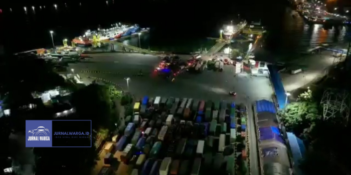 Gambar drone atau pantauan udara pelabuhan Merak Banten (Instagram @jurnalwarga)